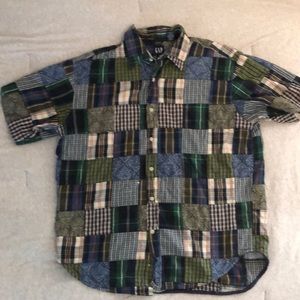 Gap Patchwork Quilt Short Sleeve Button Down - M